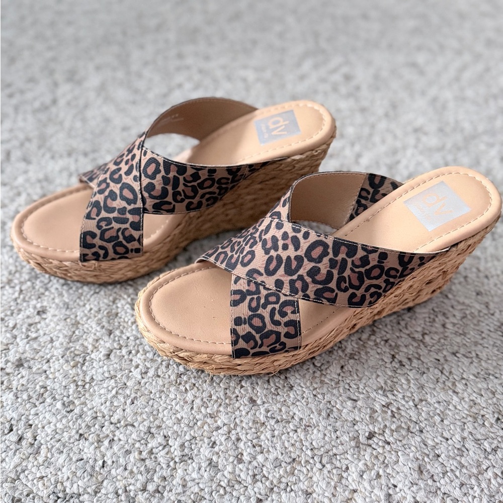Dolce Vita Leopard Print Espadrille Wedge Sandals
